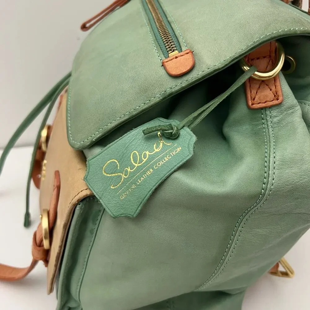 Salad Leather Convertible Backpack and Shoulder Bag